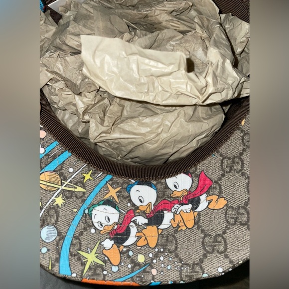 GUCCI x DONALD DUCK GG SIGNATURE MONOGRAM TRUCKER BASEBALL HAT SZ M / 58 RARE - Picture 10 of 11